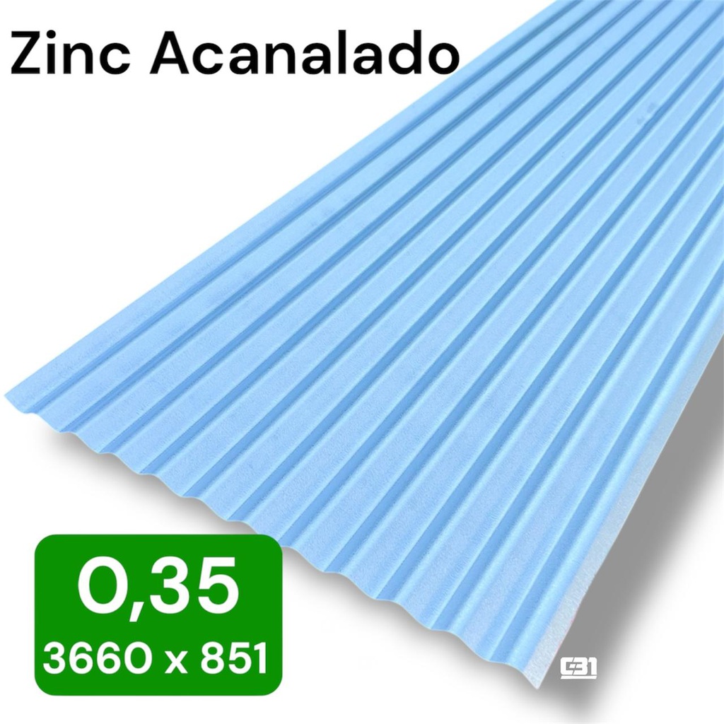 PLANCHA ZINC ACANALADO 0.35x851x3660mm