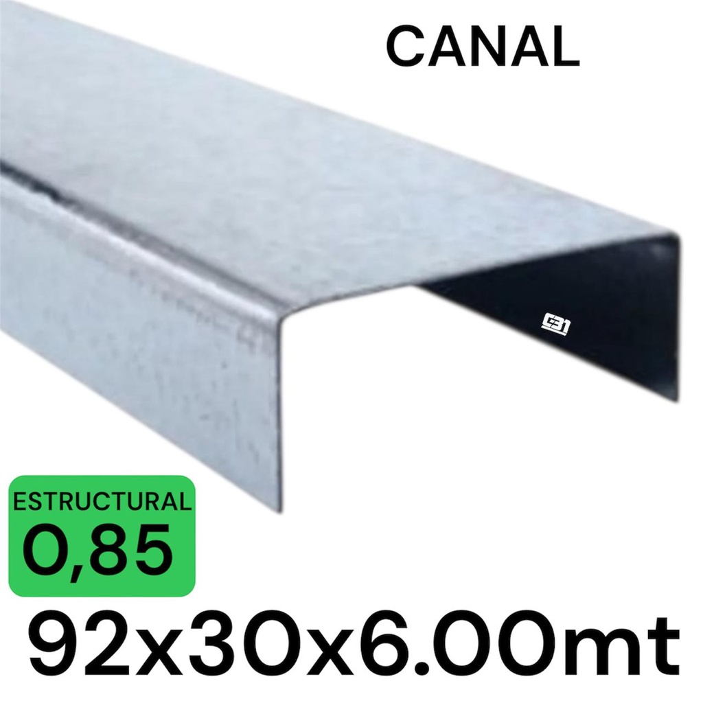 METALCON CANAL 92 x 6MT 0.85MM U 2x4