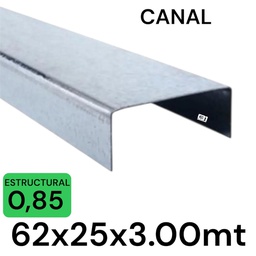 [1483] METALCON CANAL 62X3MT 0.85MM U 2x3